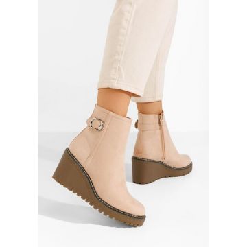 Botine cu platforma Chetana bej