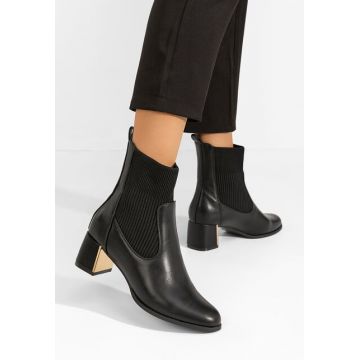 Botine cu toc gros Albertha negre