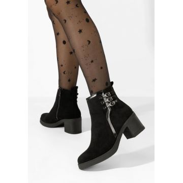 Botine cu toc gros Arnetta negre