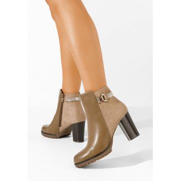 Botine cu toc gros Chaya kaki