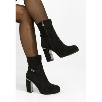 Botine cu toc gros Chester negre