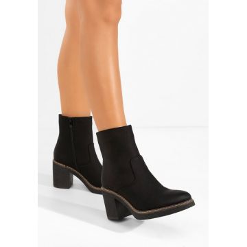 Botine cu toc gros Cyndi negre