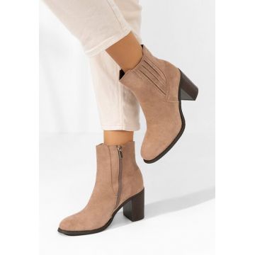 Botine cu toc gros Dannielle kaki