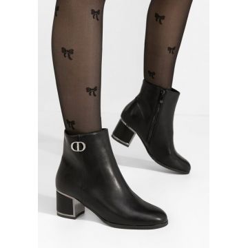 Botine cu toc gros Delmy negre
