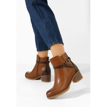 Botine cu toc gros Demolza camel