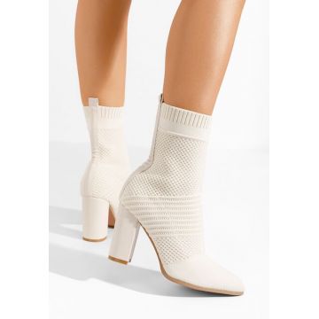 Botine cu toc gros Doriane bej