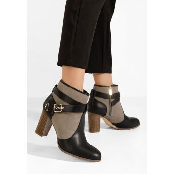 Botine cu toc gros Elbada negre