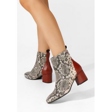 Botine cu toc gros Emerynne bej