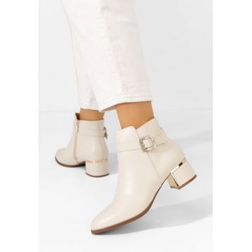 Botine cu toc gros Freina V2 bej