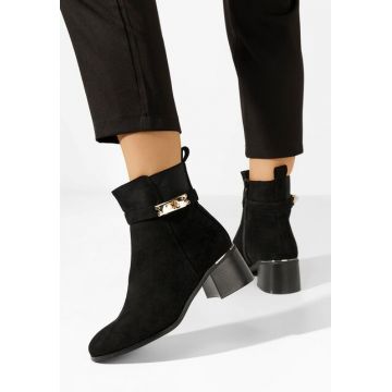 Botine cu toc gros Jessica negre