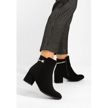 Botine cu toc gros Jorisia negre