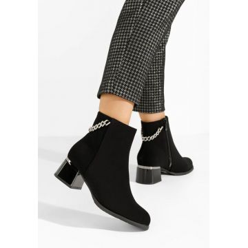 Botine cu toc gros Kailena negre
