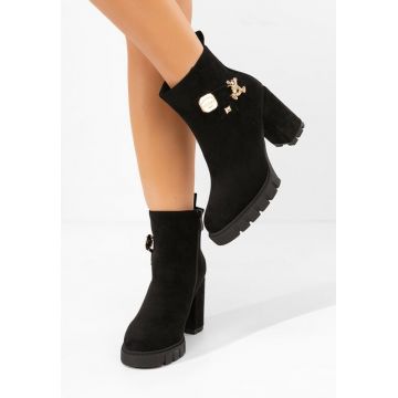 Botine cu toc gros Karrena negre