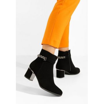 Botine cu toc gros Lizelle negre