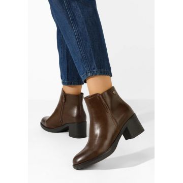 Botine cu toc gros Loraine maro