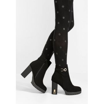 Botine cu toc gros Luana negre