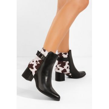 Botine cu toc gros Marivora negre