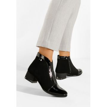 Botine cu toc gros negre Gava