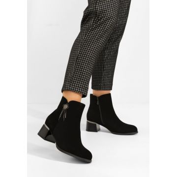 Botine cu toc gros Neliora negre