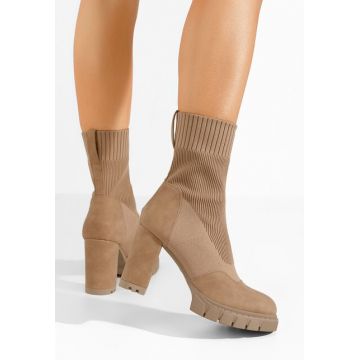 Botine cu toc gros Opimia kaki