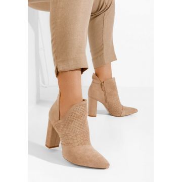 Botine cu toc gros Ronnia kaki