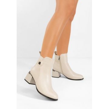 Botine cu toc gros Selvoria bej