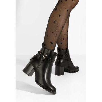 Botine cu toc gros Sherika negre