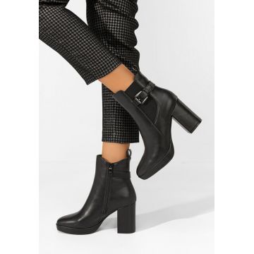 Botine cu toc gros Sumiko negre