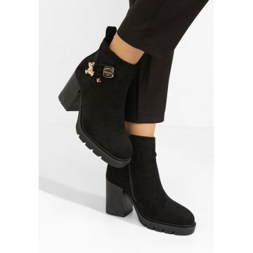 Botine cu toc gros Tasika negre