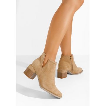 Botine cu toc gros Vesima kaki