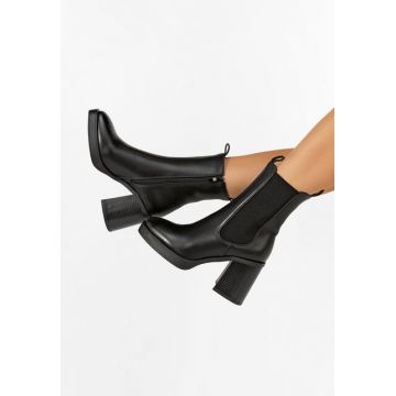 Botine cu toc gros Ylona negre