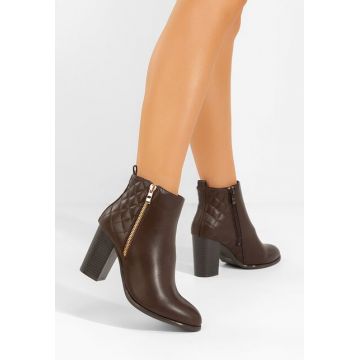 Botine cu toc Lumila maro Botine cu toc Lumila maro