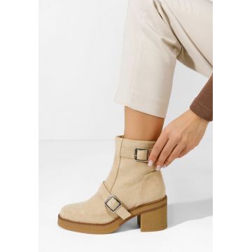 Botine cu toc Ressie bej