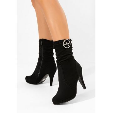 Botine cu toc subtire Lunavira negre