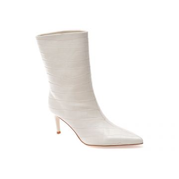 Botine elegante EPICA albe, EB928, din piele naturala