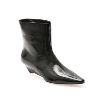 Botine elegante EPICA negre, B238, din piele naturala lacuita
