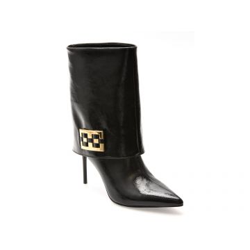 Botine elegante EPICA negre, HK44, din piele naturala lacuita