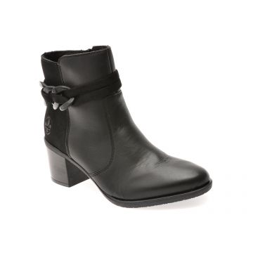 Botine RIEKER negre, Y2066, din piele naturala