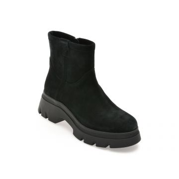 Ghete GEOX negre, D565MA, din piele intoarsa