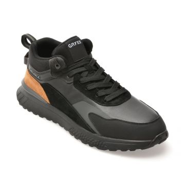Ghete GRYXX negre, ZMSN33, din piele naturala
