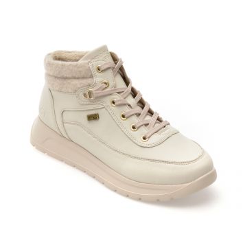 Ghete REMONTE albe, D2V71, din piele naturala