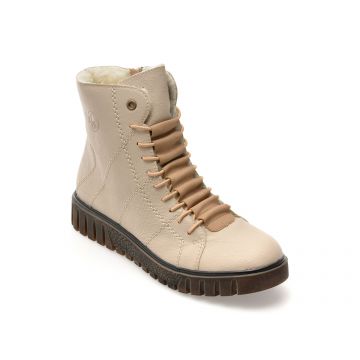 Ghete RIEKER bej, Y3420, din piele ecologica