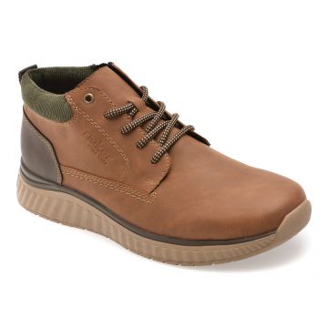 Ghete RIEKER maro, B0603, din piele ecologica