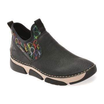 Ghete RIEKER negre, 45957, din piele ecologica