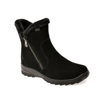 Ghete RIEKER negre, L7162, din piele intoarsa