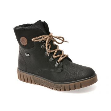 Ghete RIEKER negre, Y3433, din piele ecologica
