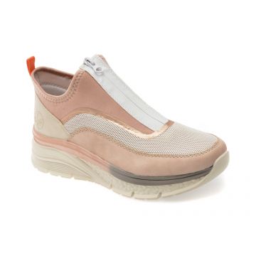 Ghete RIEKER roz, 48053, din material textil