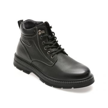 Bocanci OTTER negri, M75377, din piele naturala