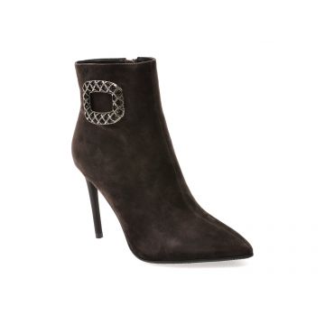 Botine elegante EPICA maro, E32778B, din piele intoarsa