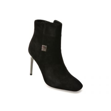 Botine elegante EPICA negre, J30822, din piele intoarsa